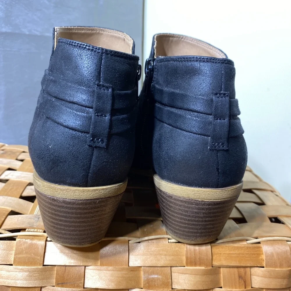 LifeStride Prairie Womens Black Strappy Caged Ankle Boots Size 8.5M Block Heel